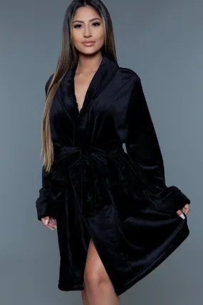 Black Mid-Length Push Robe