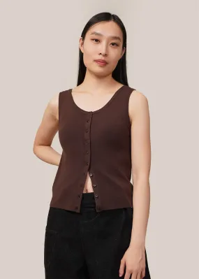 Brown Button U-Neck Vest