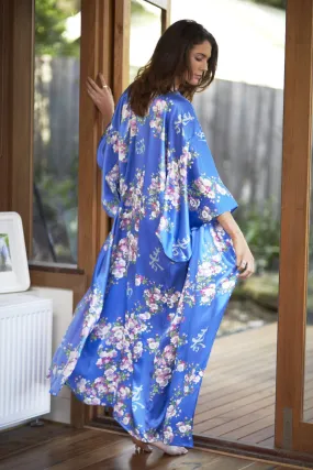 Cherry Blossom In Spring Long Satin Kimono