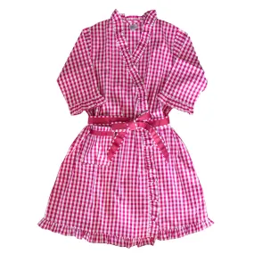 Gingham Robe with Ruffle Trim