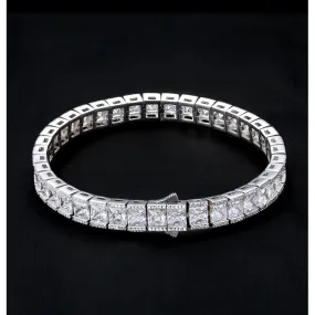 Leonardo 8mm Princess Cut White Gold Tennis Bracelet