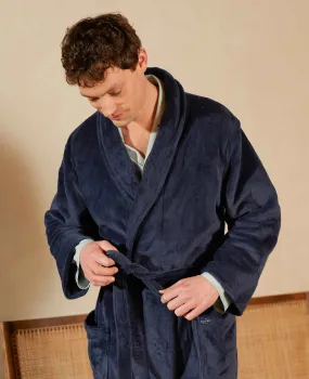 Navy Fleece Dressing Gown